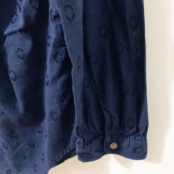 J. Crew Swiss Dot Long Sleeve Tie Front Cotton Blouse Button Cuff S-A5545 Navy - Picture 10 of 12